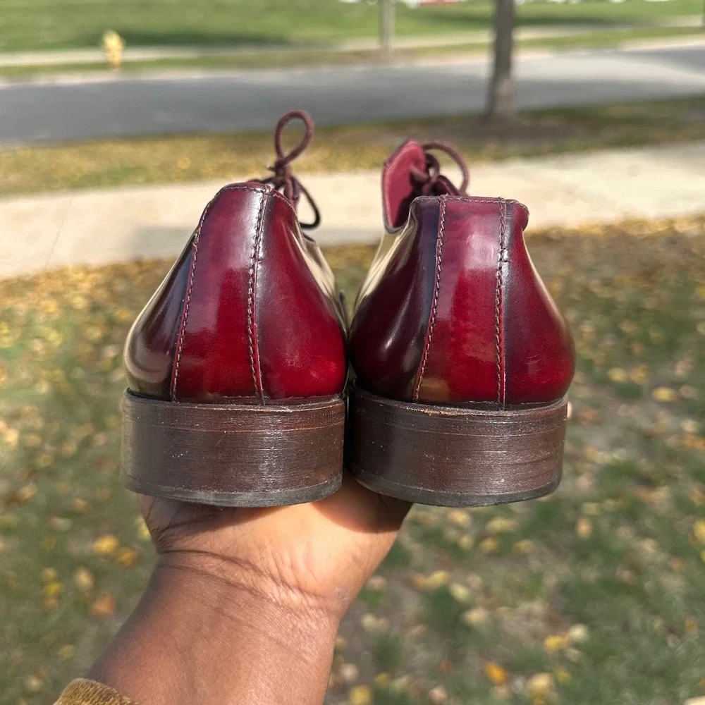 Mario‎ Bruni Men's Italian Leather Oxford Shoes Size 9.5W Burgundy
